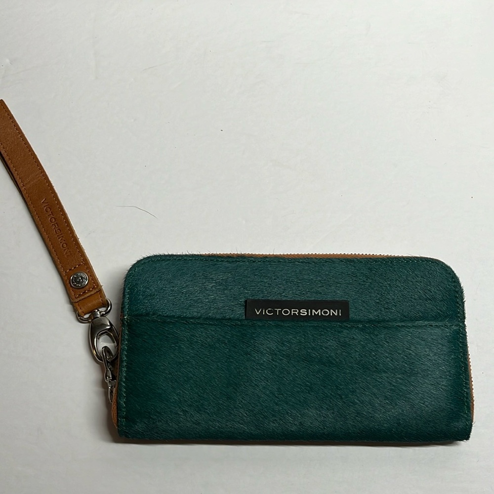 Victor Simoni Calf Hair Wristlet Wallet 4-1/4" x 8"